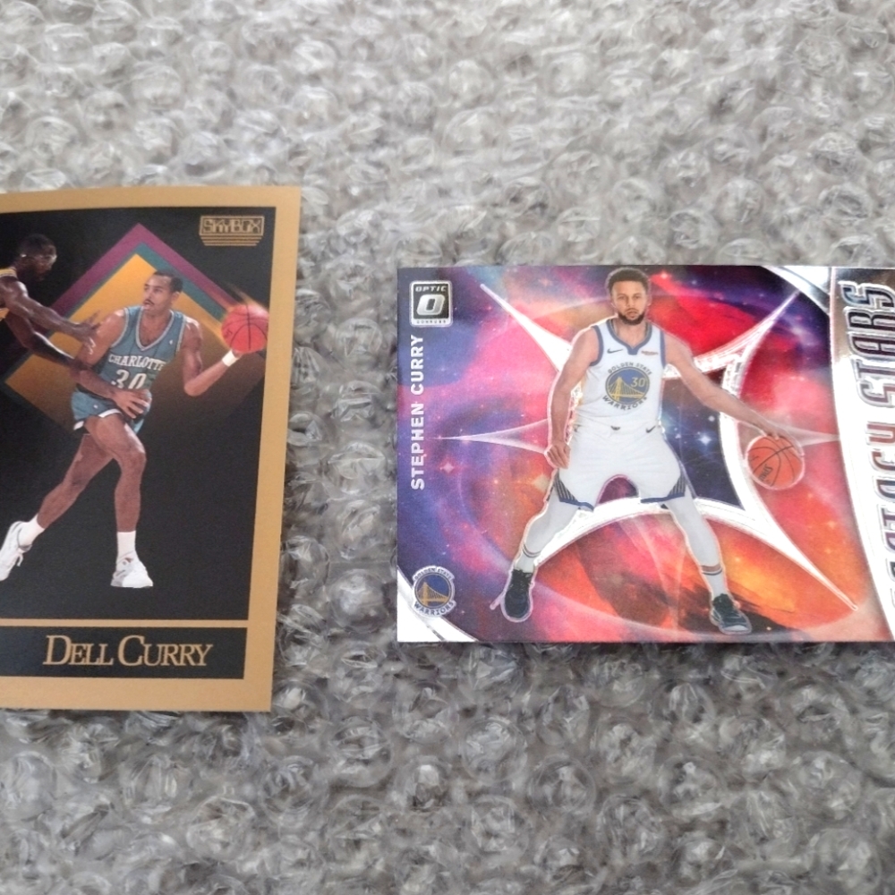 Dell Curry & Stephen Curry father son Duo (2) card lot.